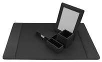 Black Top-Grain Leather Office Desk Sets