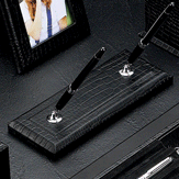 Black Croco Leather Pen Display Stand