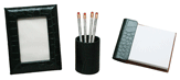 3 Piece Leather Croco Grain Desk Accessory Sets