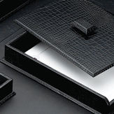 Black Croco Desk Tray with cover