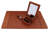 5-Piece Leather Tan Deskpad Set