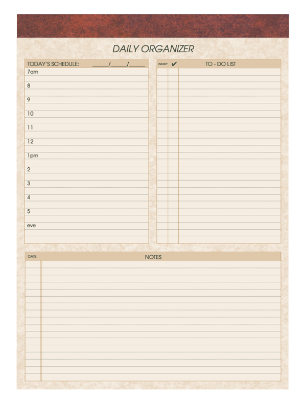 Daily Organizer Paper Pads