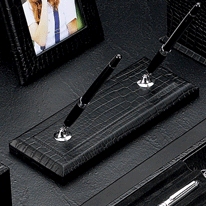 Black Croco Embossed Desk Pen Holder