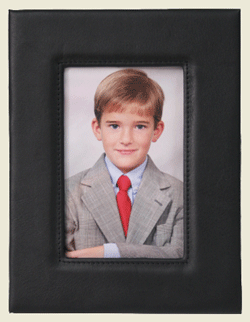 black Napa cowhide traditional 4 x 6 photo frame