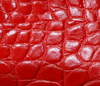 swatch of red alligator-textured leather
