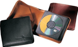 black and tan leather zippered CD cases