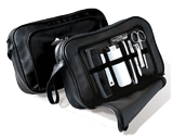 black genuine leather combination toiletry bag travel groomer