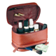 red leather zippered classic cosmetic travel case
