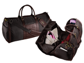 convertible nylon and leather duffel bags