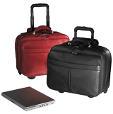 red and black leather rolling executive cases