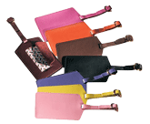 colored leather luggage tags