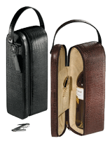black and brown croco grain single wine carriers