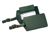green leather snap shut luggage tags