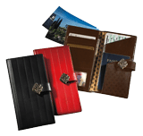 black brown and red leather vintage passport document holders