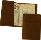 brown cowhide passport holder