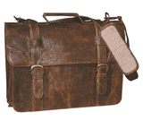 walnut antiqued leather satchel brief bag