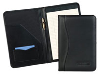 black leather junior padfolio with stitched and padded covers