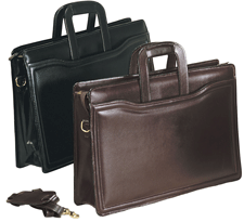 black and Burgundy leather drop handle portfolio cases