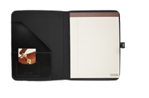 inside view of Jack Georges black leather letter size padfolio