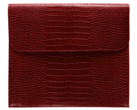 red croco-grain leather gusseted portfolio