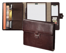 mahogany leather tri-fold portfolio