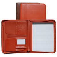 terracotta and brown premium faux leather zippered portfolios