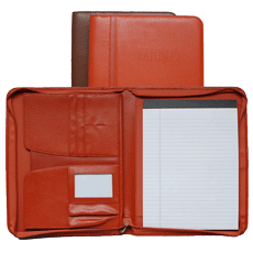 terracotta premium faux leather zippered portfolio