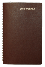 Burgundy leather wirebound weekly planner