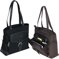 Twill/Full-Grain Leather Executive Totes