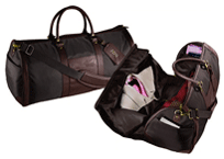 Brown & Black Convertible Nylon and Leather Duffel Bags