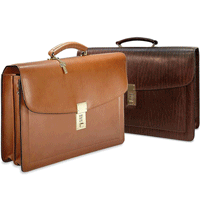 Double Gusset Leather Briefcase