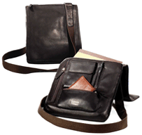 North/South Euro-Style Leather Messenger Bag