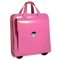 Pink Italian Leather Stylish Briefcase Wheeler