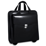 Black Italian Leather Stylish Briefcase Wheeler