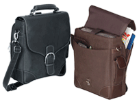 Tall Leather and Twill Messenger Case