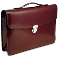 cherry leather slim flapover briefcase