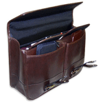 Old English Flapover Briefcase Bag Brown Inside Pockets