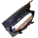 Old English Flapover Briefcase Bag Brown Inside Top View
