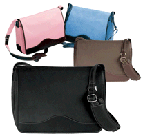 Twill/Leather Flapover Messenger Bag