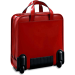 Red Back View Italian Leather Stylish Briefcase Wheeler