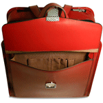 Red Front Pocket Italian Leather Stylish Briefcase Wheeler