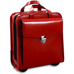 Red Italian Leather Stylish Briefcase Wheeler