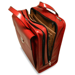 Red Inside View Italian Leather Stylish Briefcase Wheeler