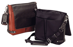 Nylon and Leather Vertical Messenger Brief