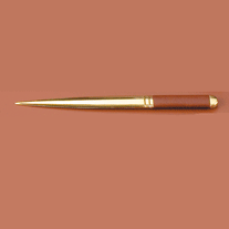 Tan Antiqued Leather Letter Opener with Gold Plated Blade 
