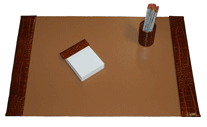 20" x 30" Croco Grain Leather Desk Blotter 3-Piece Set